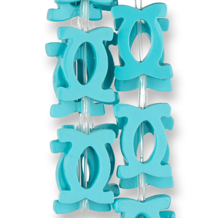 Perles Résine Composant Plat 15x20mm 16pcs Turquoise