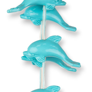 Perles Résine Dauphins 25x50mm 12pcs Turquoise