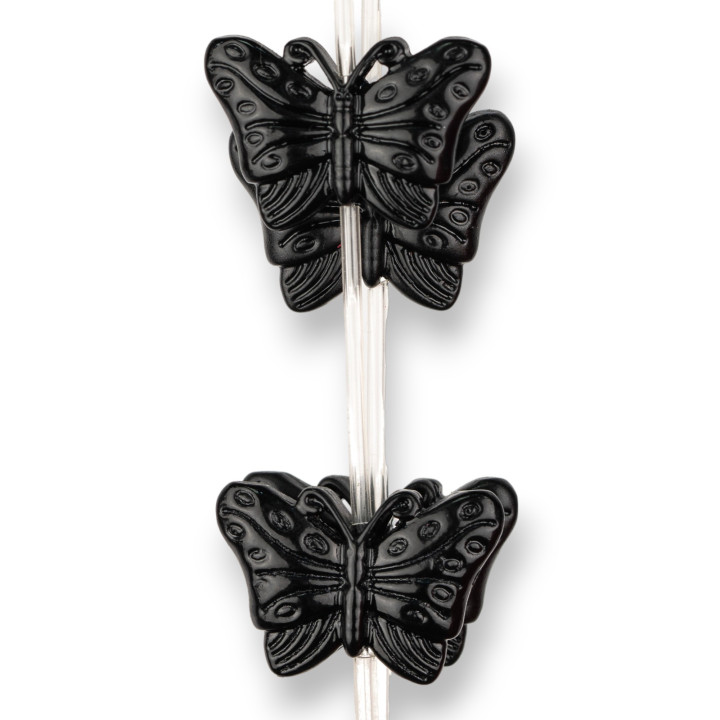 Cuentas de Resina Mariposa Doble Cara 28x19mm 11pcs Negro