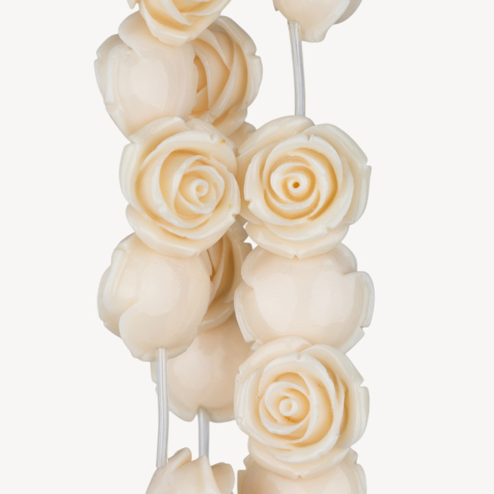 Perles Fleur en Résine 35mm 10pcs - Trou Traversant - Blanc