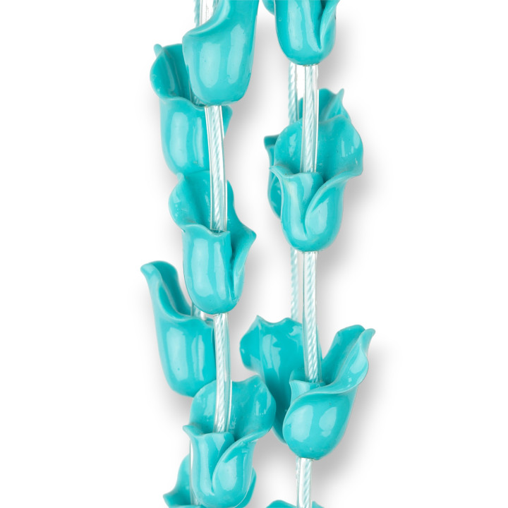 Harzperlen Blumen 15x23mm 12St Türkis