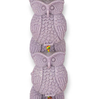 Resin Beads Owls Front+Back Engraving 30x40mm 9pcs Lilac