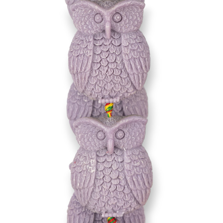 Resin Beads Owls Front+Back Engraving 30x40mm 9pcs Lilac