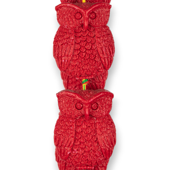Perline Di Resina Gufi Incisione Fronte+Retro 30x40mm 9pz Rosso