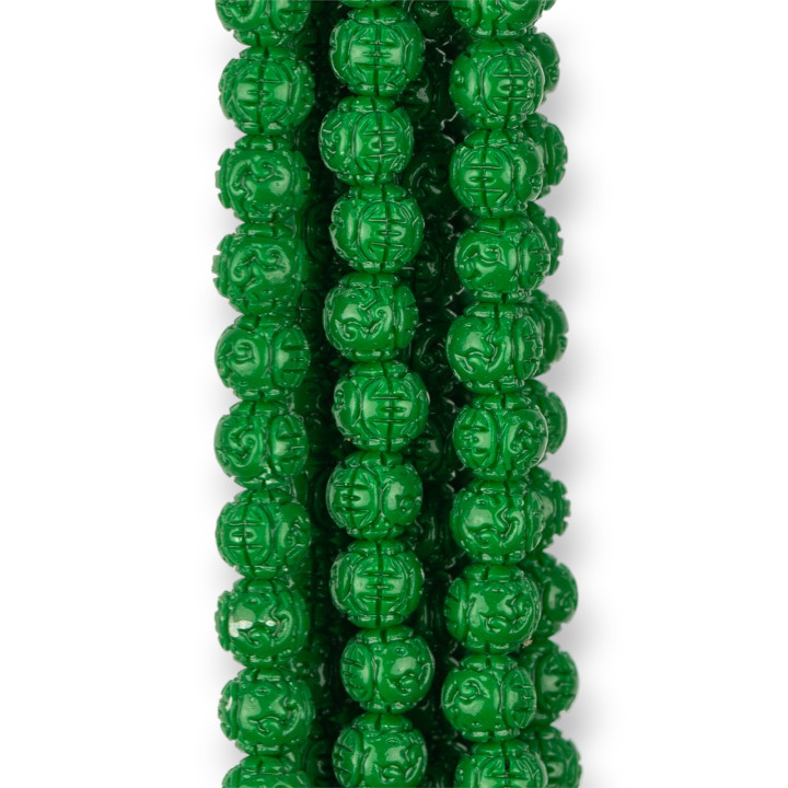 Perline Di Resina Tondo Liscio Inciso  5mm Verde