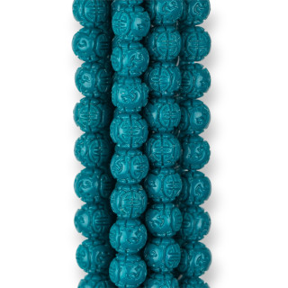 Engraved Smooth Round Resin Beads 06mm Blue