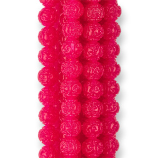 Perles Résine Rondes Lisses Gravées 06mm Fuchsia