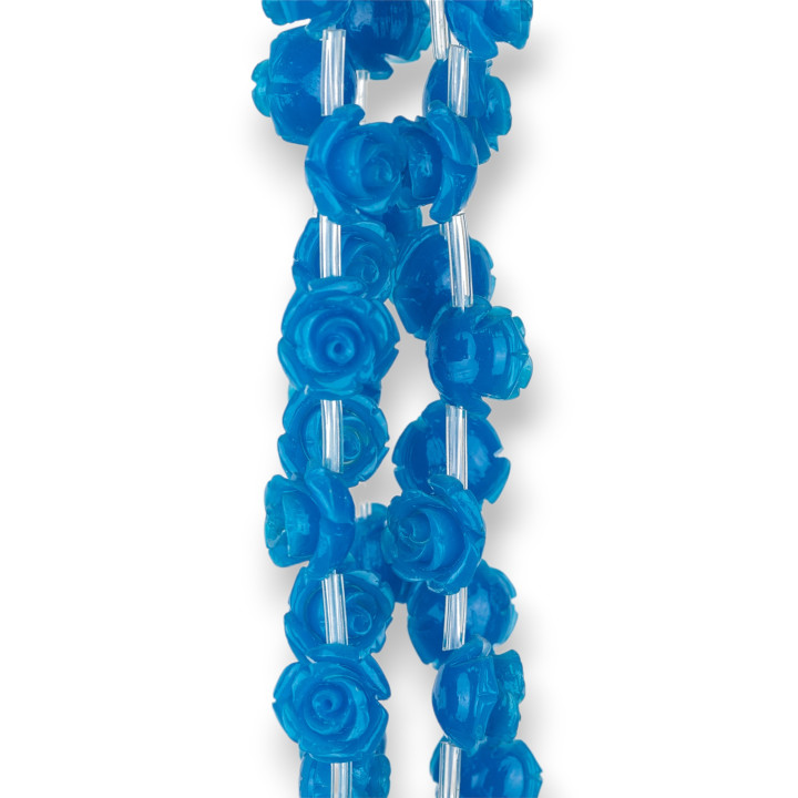 Plastic Beads Roses 10mm 25pcs Blue