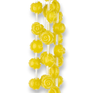 Perline Di Plastica Roselline 10mm 25pz Giallo