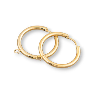 Bases for Smooth Steel Hoop Earrings 22mm 5 Pairs Gold