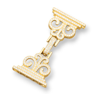 925 Silver Clasp With Multistrand Micropave Zircons 25x50mm Golden 1pc