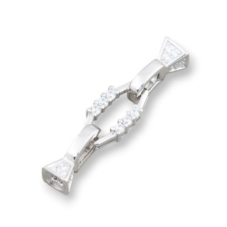 Fermeture en argent 925 avec zircons octogone écrasé multifils 8,5x36mm 2pcs rhodié