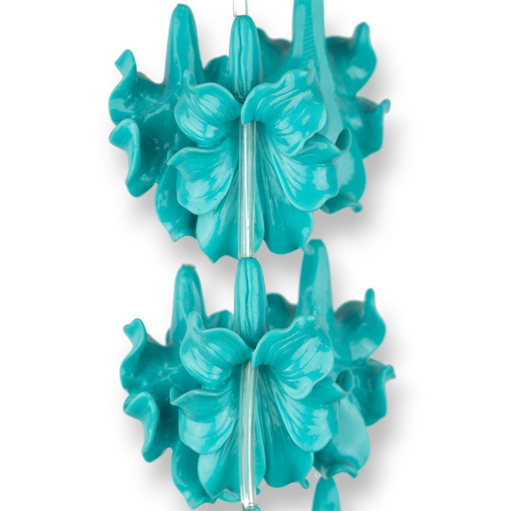 Fil Résine Lilium 35x45mm 8pcs Turquoise