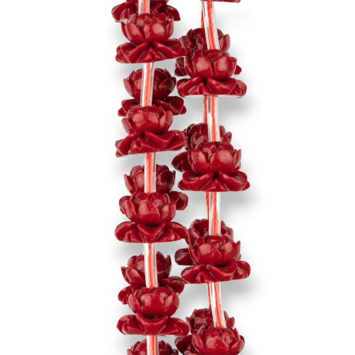 Fleur de Lotus en Résine 15x10mm 20pcs Rouge