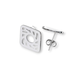 15 x 18 mm perforierte Rhombus-Stahlohrringe, 7 Paar