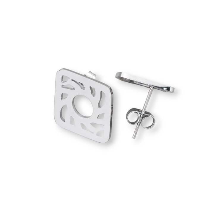 Orecchini Di Acciaio Rombo Forato 15x18mm 7 Paia