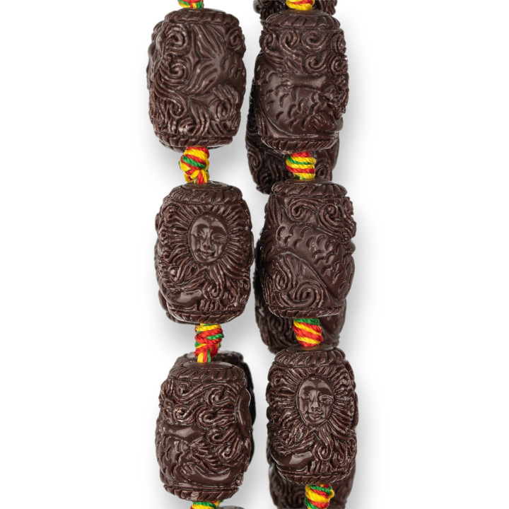 Perline Di Resina A Filo Barilotto 13x20mm 15pz Marrone