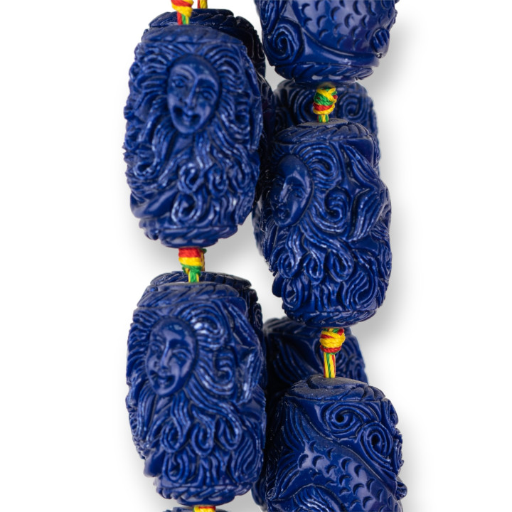 Barrel Wire Resin Beads 22x33mm 10pcs Blue