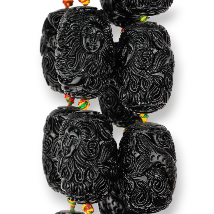 Barrel Wire Resin Beads 22x33mm 10pcs Black