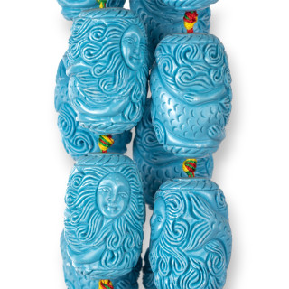 Perles Résine Fil Baril 22x33mm 10pz Turquoise Clair