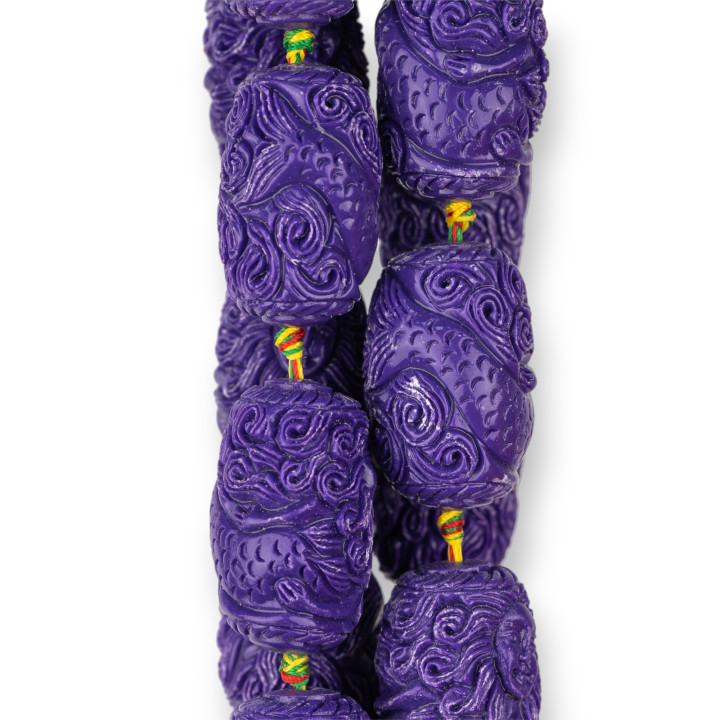 Barrel Wire Resin Beads 22x33mm 10pcs Purple