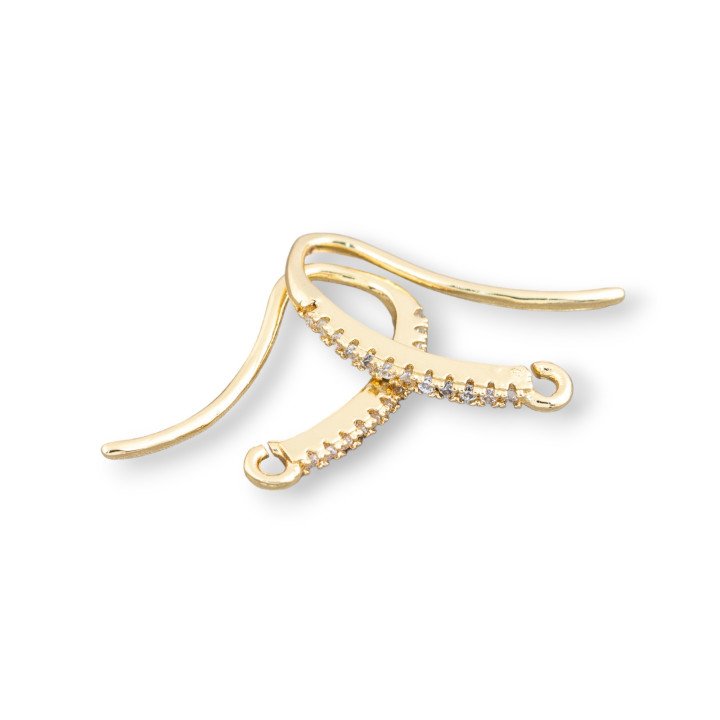 Base Per Orecchini Di Bronzo Con Zirconi A Monachella 1,6x18mm 9 Paia Dorato
