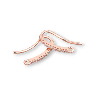 Bases Para Pendientes De Bronce Con Gancho Zirconia Cúbica 1,6x18mm 10 Pares Oro Rosa