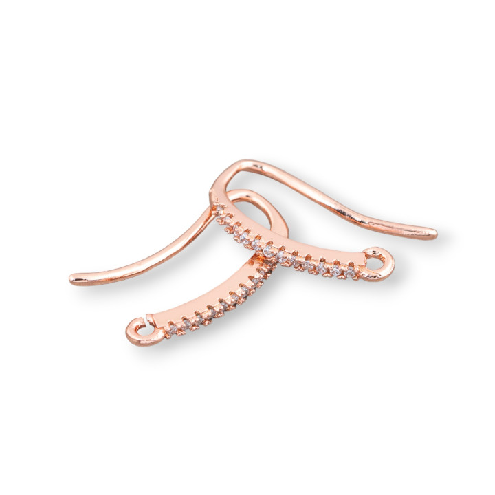 Basen für Ohrringe aus Bronze mit Haken aus Zirkonia 1,6x18mm 10 Paar Roségold