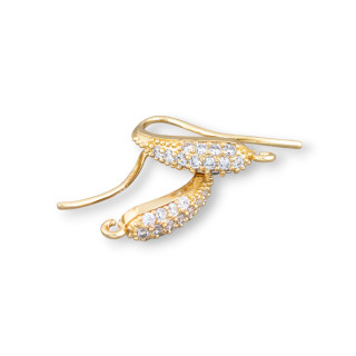 Bases Para Pendientes De Bronce Con Gancho Zirconia 4,5x18mm 9 Pares Dorado