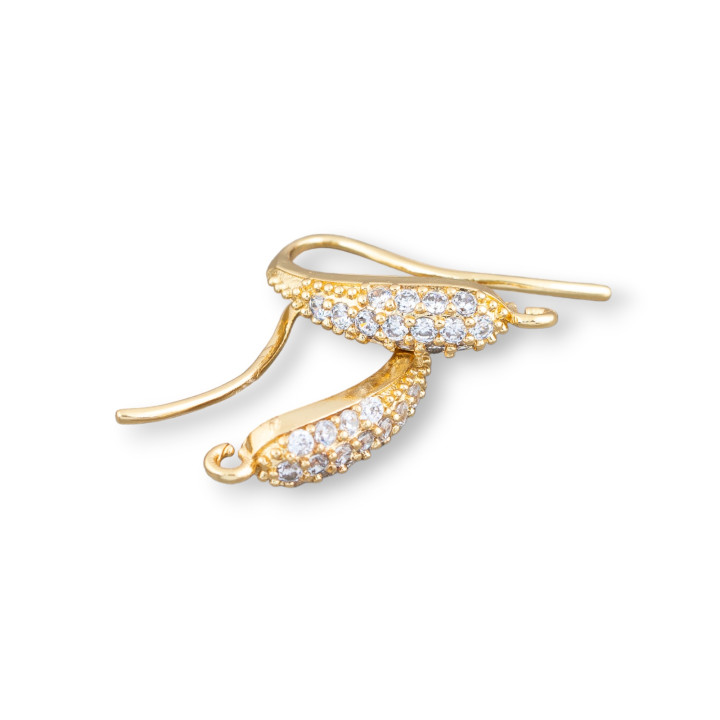 Basen für Bronzeohrringe mit Zirkonia-Haken 4,5x18mm 9 Paar Golden