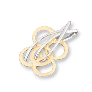 Colgante de Plata de Ley 925 Con Círculos Dorados Satinados 24x34mm