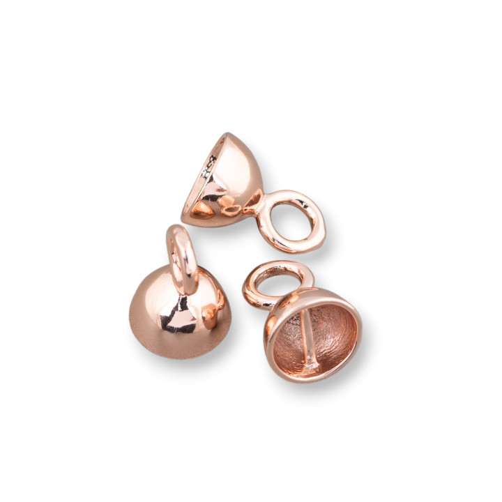 Messing-Halbkugelschalen mit Stange und Ring 10 mm 45 Stück Roségold