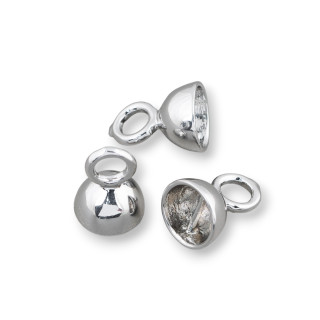 Messing-Halbkugelschalen mit Stange und Ring 10 mm 45 Stk. Rhodium