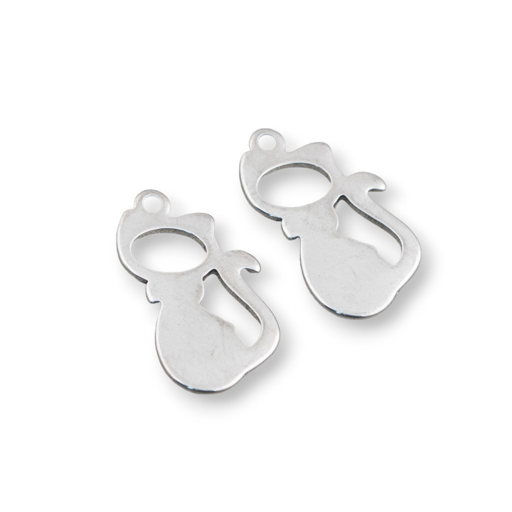 Steel Component Cat Pendant 12x18mm 72pcs