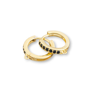 Bases Pour Boucles D'Oreilles En Bronze Avec Zircons En Cercle 6 Paires Doré Noir