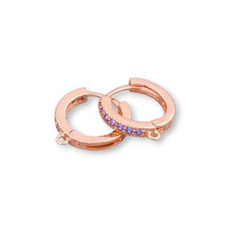 Bases Pour Boucles D'Oreilles Bronze Avec Zircons Dans Un Cercle 6 Paires Or Rose Lavande