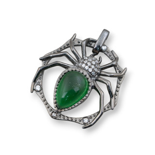 Pendentif Pendentif Argent 925 Avec Zircons Et Pierre Hydrothermale 25x28mm