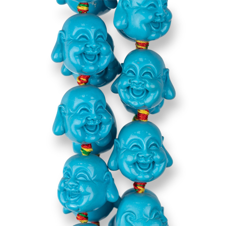 Buda de Resina 20mm 16pcs Azul Claro