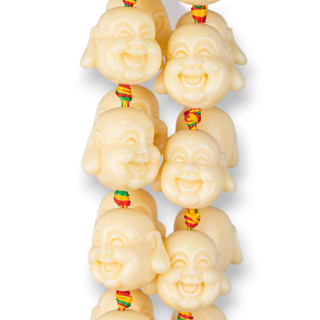 Resin Buddha 20mm 16pcs Cream