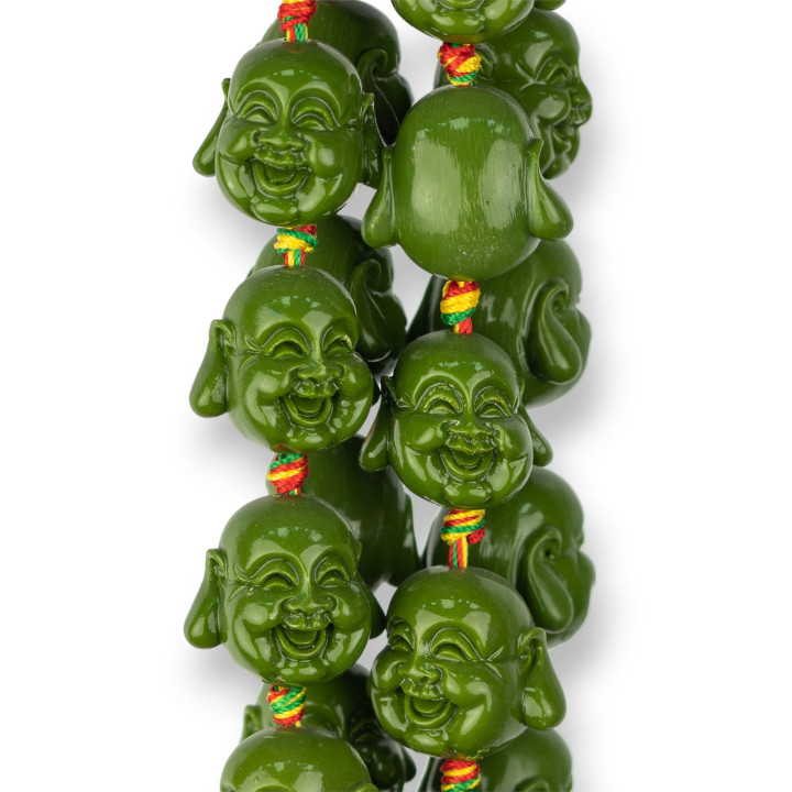 Bouddha en résine 20mm 16pcs vert olive