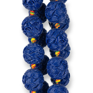 Rond Résine Gravé 19mm 16pcs Bleu