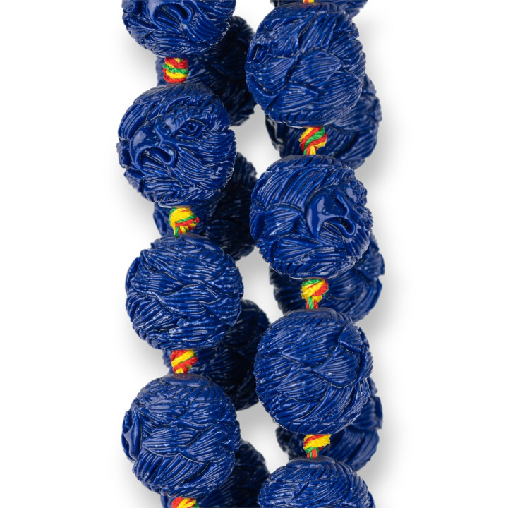 Resina Redonda Grabada 19mm 16pcs Azul