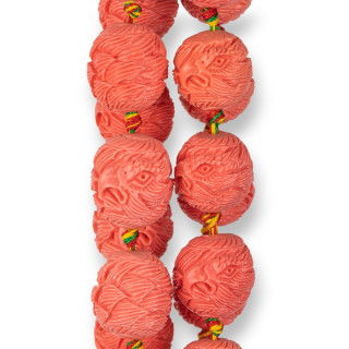 Harz rund graviert 19 mm 16 Stück Lachsrosa