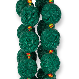 Rond Résine Gravé 19mm 16pcs Vert