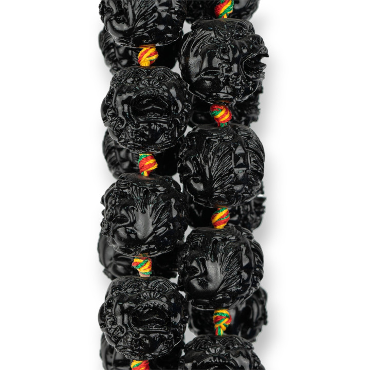 Resina Redonda Grabada 19x17mm 16pcs Negro