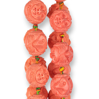 Redondo Resina Grabado Doble Cara 18mm 16uds Rosa Salmon