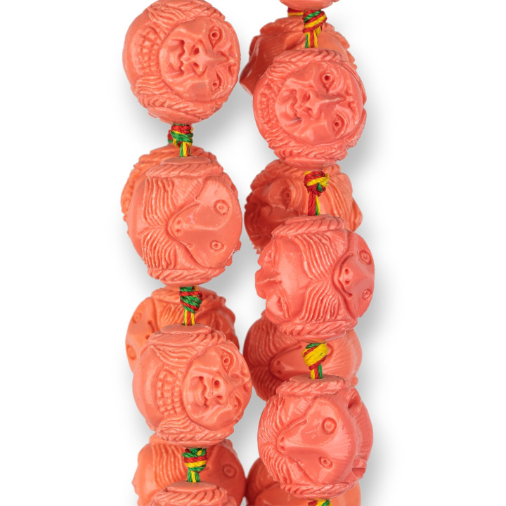 Double-Sided Engraved Round Resin 18mm 16pcs Salmon Pink