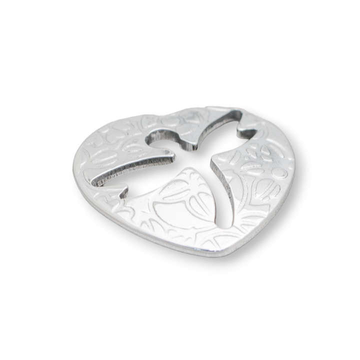 Composant Acier Coeur Percé Libellule 23mm 40pcs