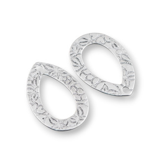 Componente Di Acciaio Goccia Forata Battuto Pendente 19x27mm 40pz