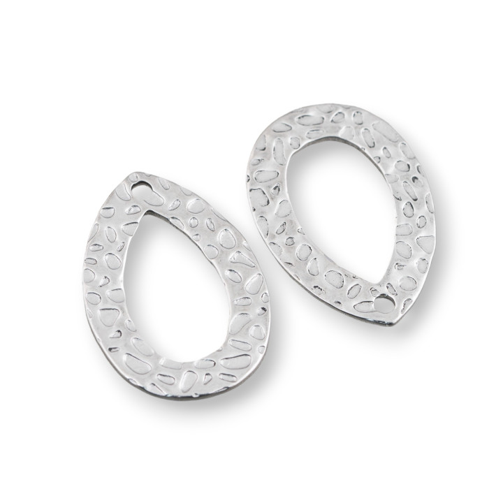 Steel Component Perforated Drop Wrought Pendant 19x27mm 40pcs